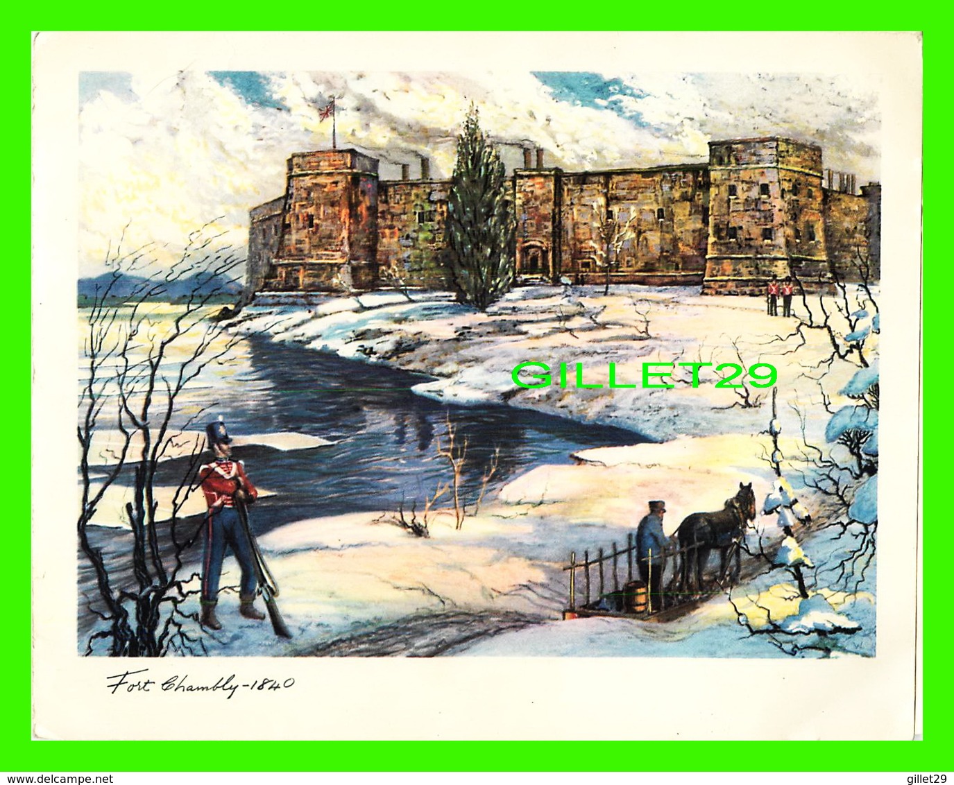 ARTS, PEINTURES - LE FORT DE CHAMBLY EN HIVER, 1840 AU QUÉBEC  - DIMENSION 14.5 X 18.5 Cm - - Peintures & Tableaux