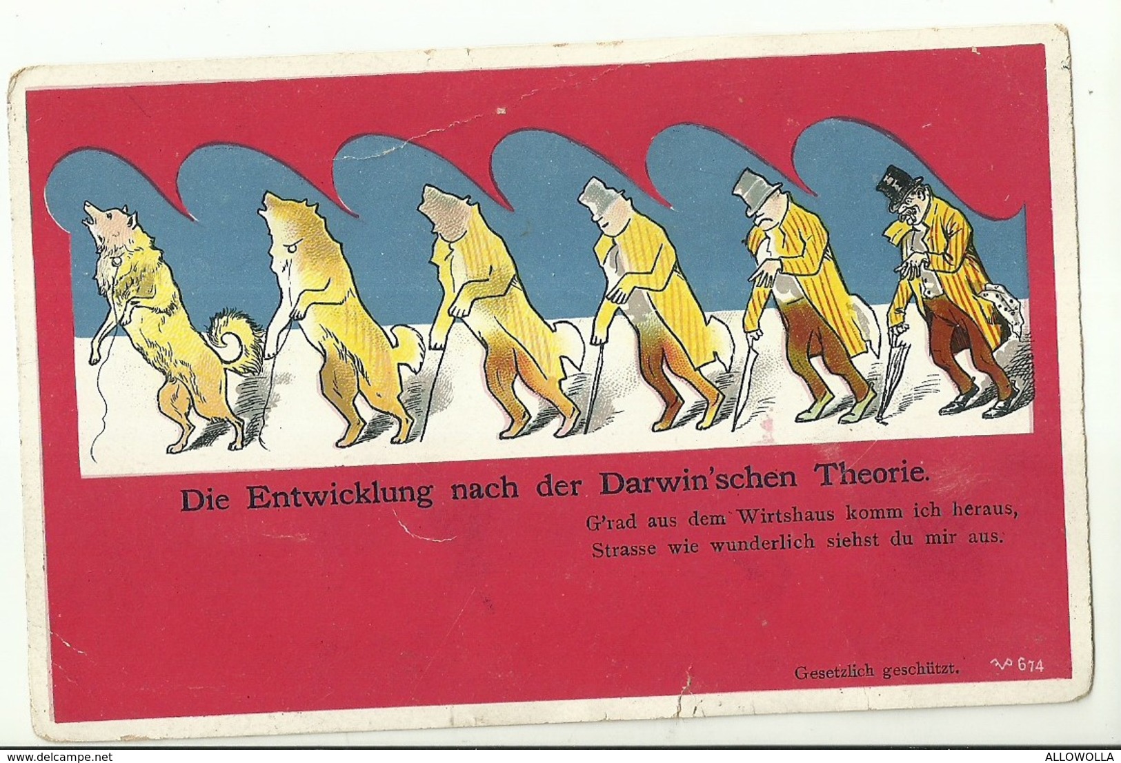 2068 " DIE ENTWICKLUNG NACH DER DARWIN'SCHEN THEORIE " CART. POSTALE ORIGINALE NON SPED. - Genealogy