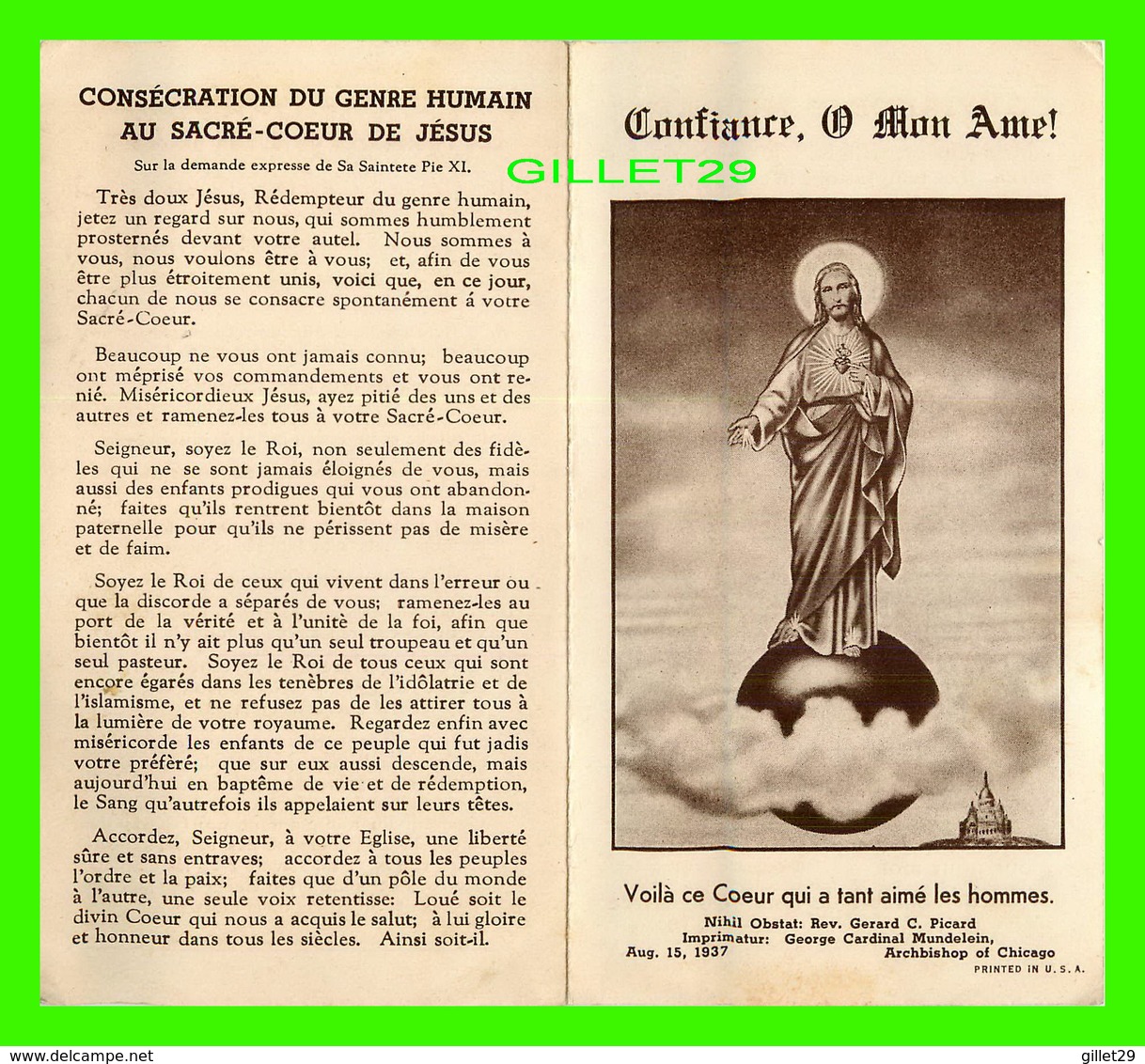 RELIGIONS - CONSÉCRATION DU GENRE HUMAIN AU SACRÉ-CŒUR DE JÉSUS EN 1937 - 4 PAGES - - Jésus