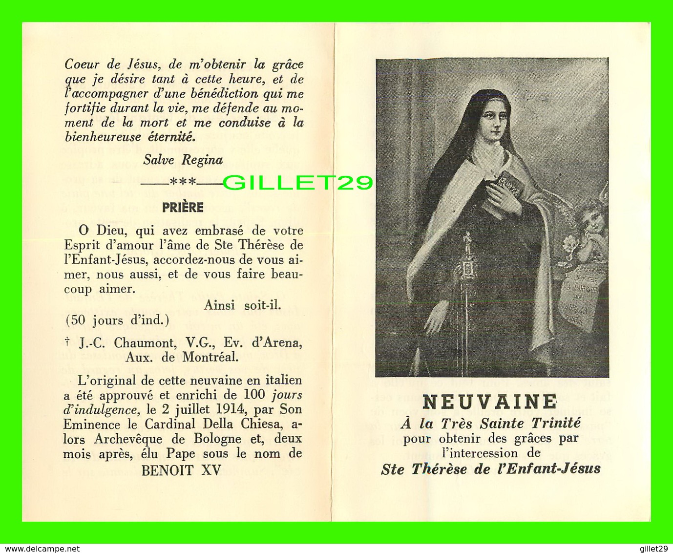 RELIGIONS - STE THÉRÈSE DE L'ENFANT-JÉSUS - NEUVAINE À LA TRÈS SAINTE TRINITÉ EN 1914 - 4 PAGES - Saints