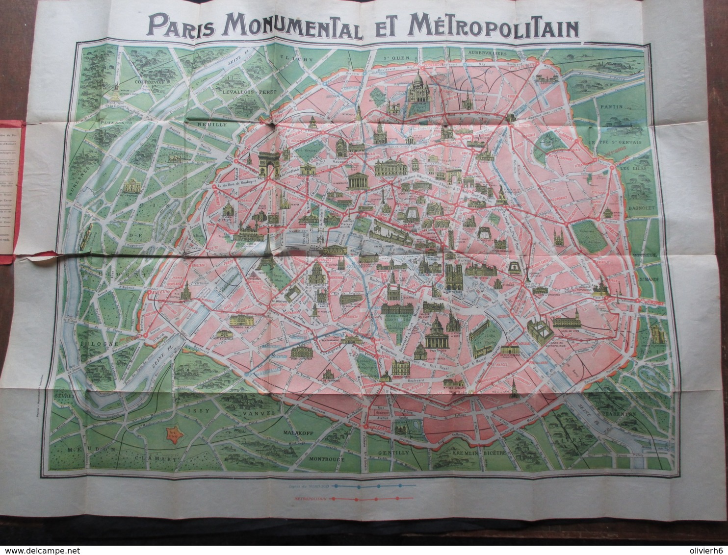 VP PLAN (V1823) PARIS ET SES ENVIRONS (2 Scans) Monumental Métropolitain - Cartes Géographiques