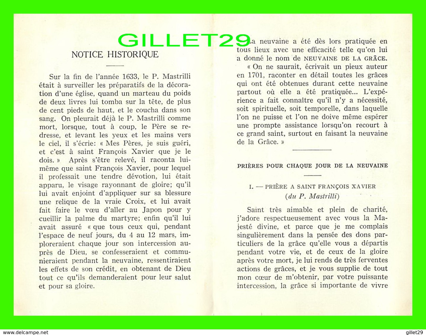 RELIGIONS - NEUVAINE DE LA GRÂCE EN L'HONNEUR DE SAINT FRANÇOIS XAVIER - 4 PAGES - - Saints