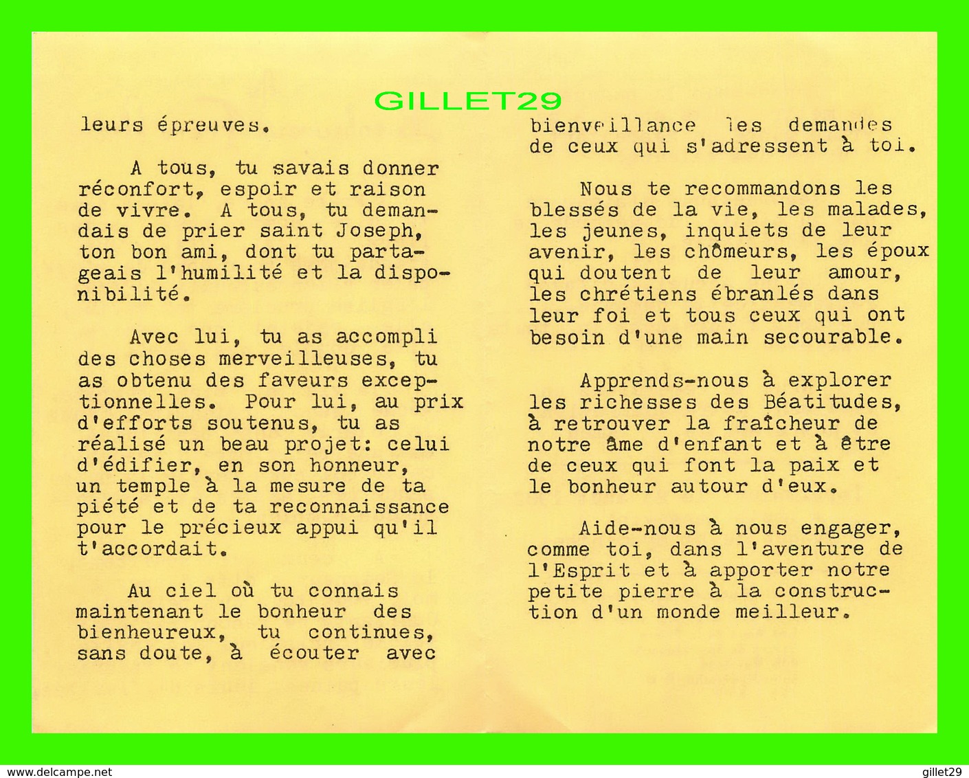 RELIGIONS - AU BIENHEUREUX FRÈRE ANDRÉ EN 1982, 4 PAGES - LES AMIS DE LA PRIÈRE SŒURS DE SAINT-JOSEPH, SAINT-HYACINTHE - - Santos