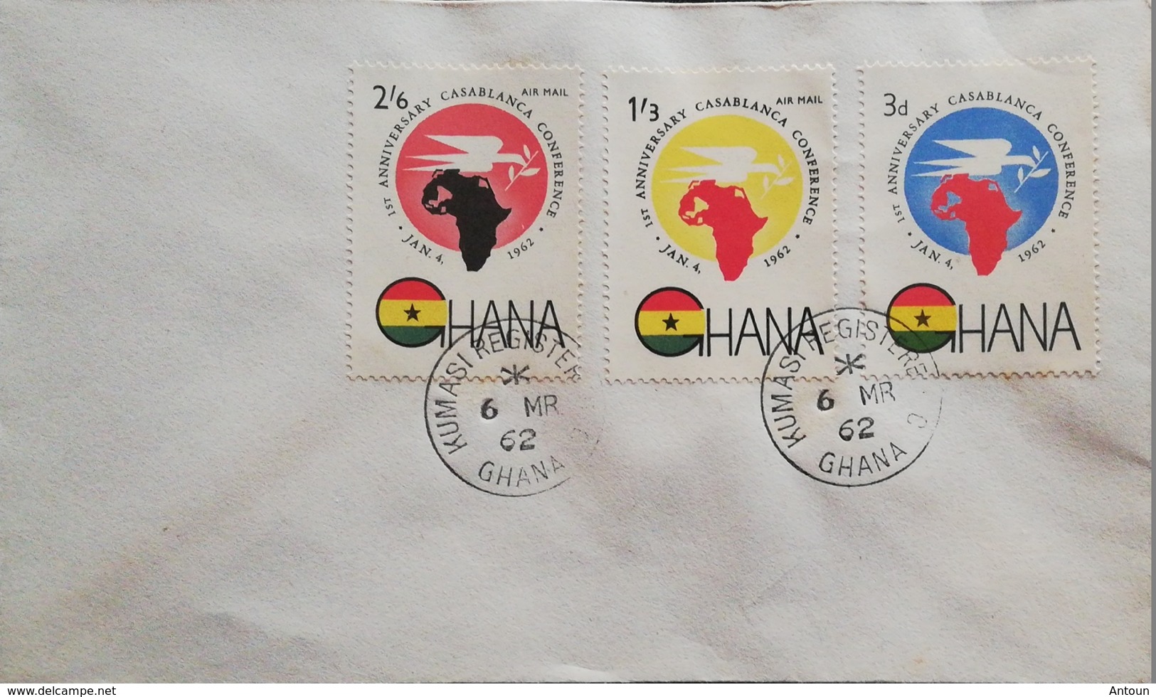 Ghana 1962 Conference Of African Heads Of States At Casablanca.1rst Anniv. F.D.C. - Ghana (1957-...)