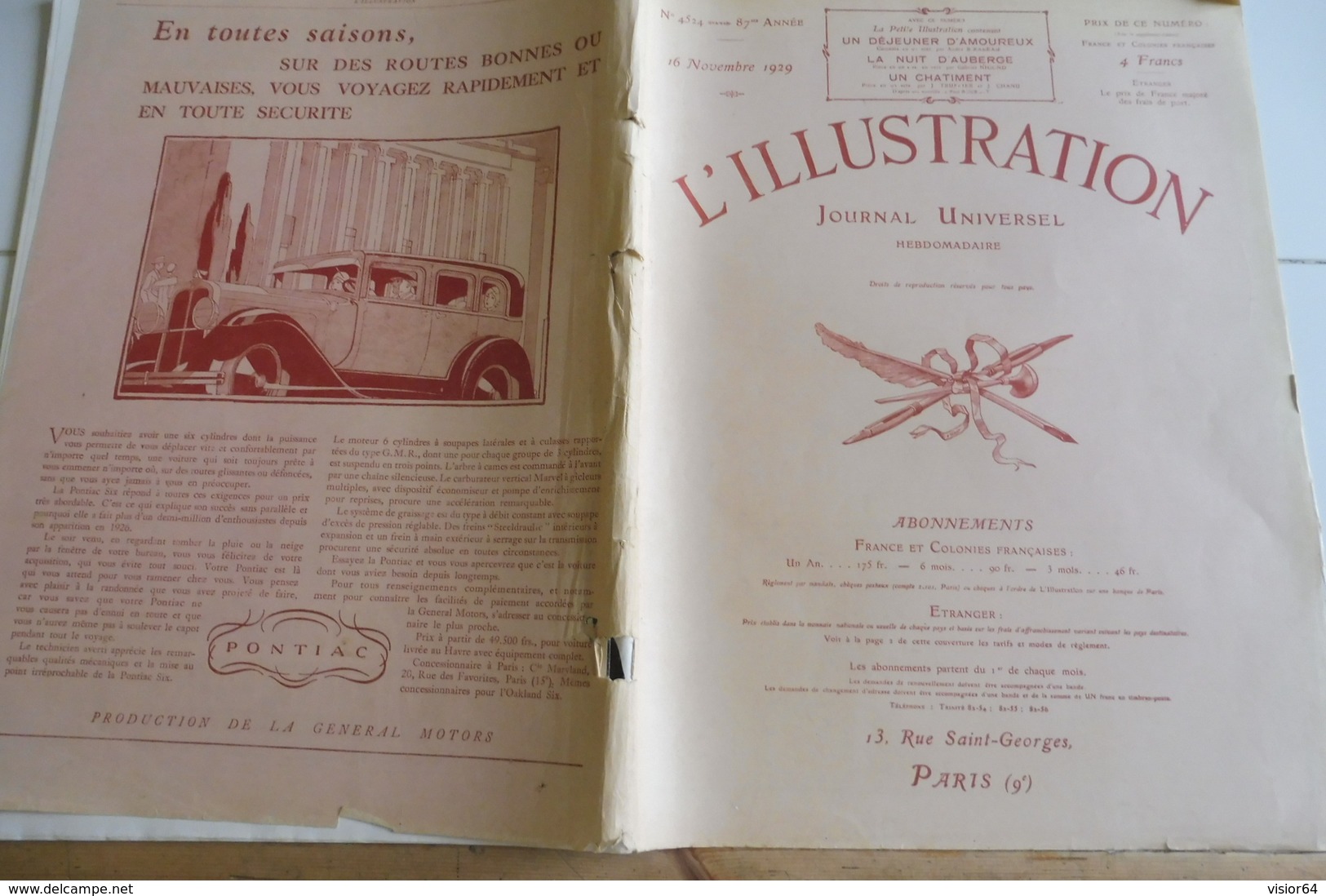 L’ILLUSTRATION 16 NOVEMBRE 1929-Mme CURIE-VENISE PROCURATESSA VENIER-CIRCULATION DANS PARIS-TCHAD-ART GALLIERA-COBLENCE- - L'Illustration