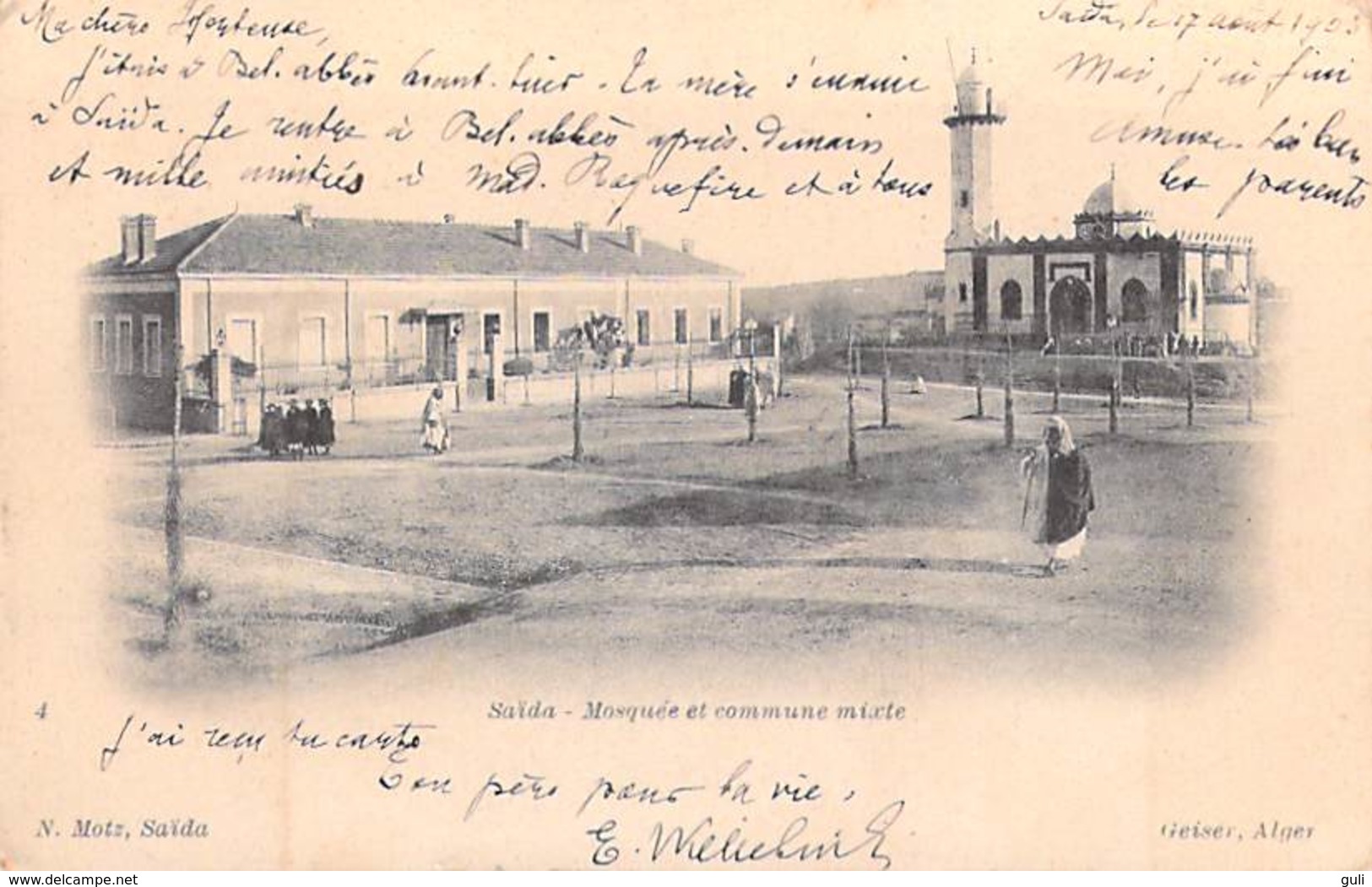 Algérie  - SAIDA  Mosquée Et Commune Mixte  (Cpa  DOS SIMPLE Année 1903)(Editions Geiser / N.Motz Saida 4) *PRIX FIXE - Saida