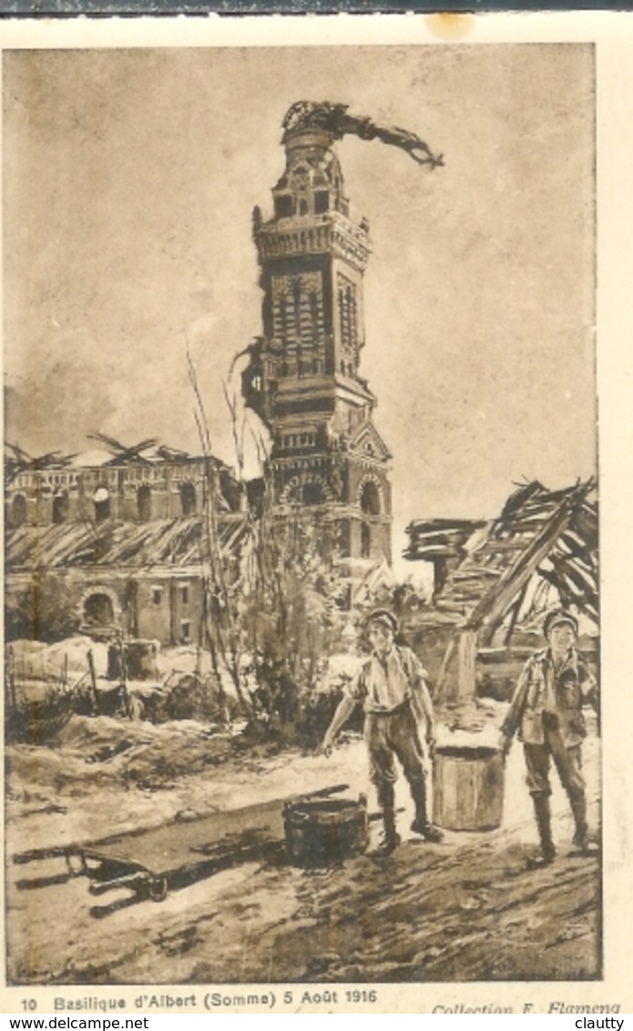 Cpa 80 ALBERT * LA BASILIQUE - BATAILLE DE LA SOMME , Ww1 , DESSIN DE F.FLAMENG AOUT 1916 - Albert