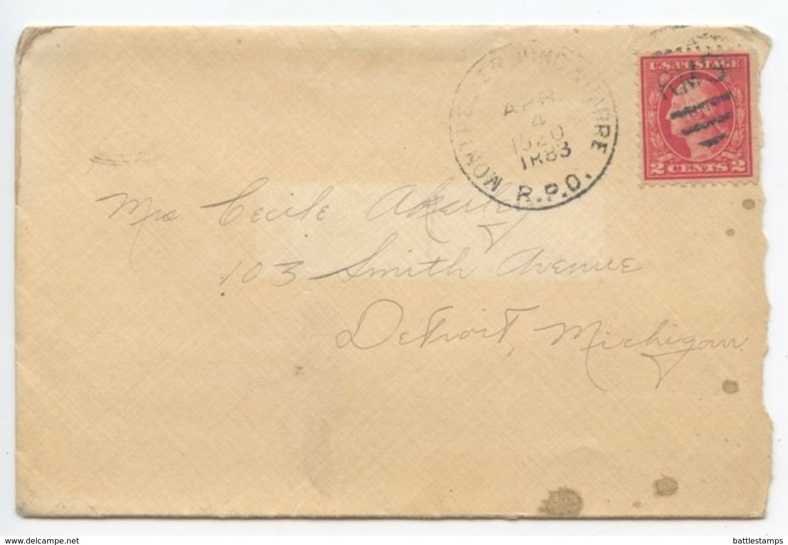 United States 1920 Cover Montpelier Junction & Barre R.P.O., Vermont - Brieven En Documenten