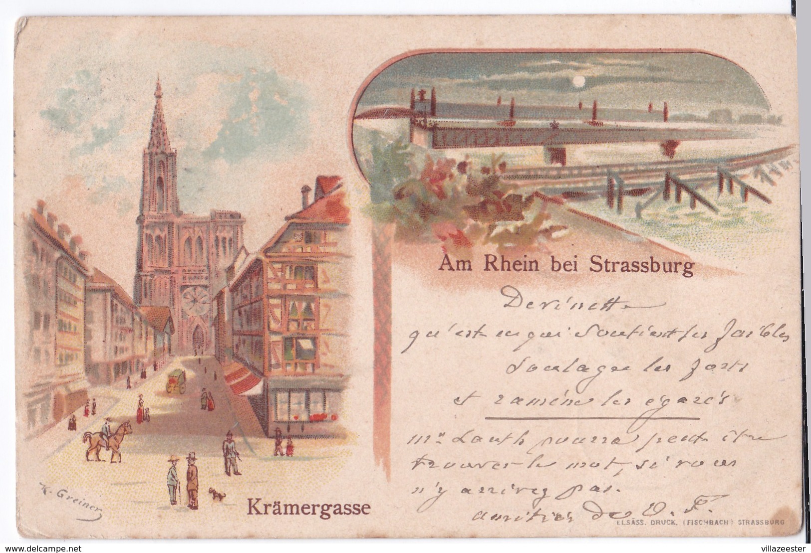 Strasbourg Cpa Coloriée Krämergasse Anno 1898 - Strasbourg