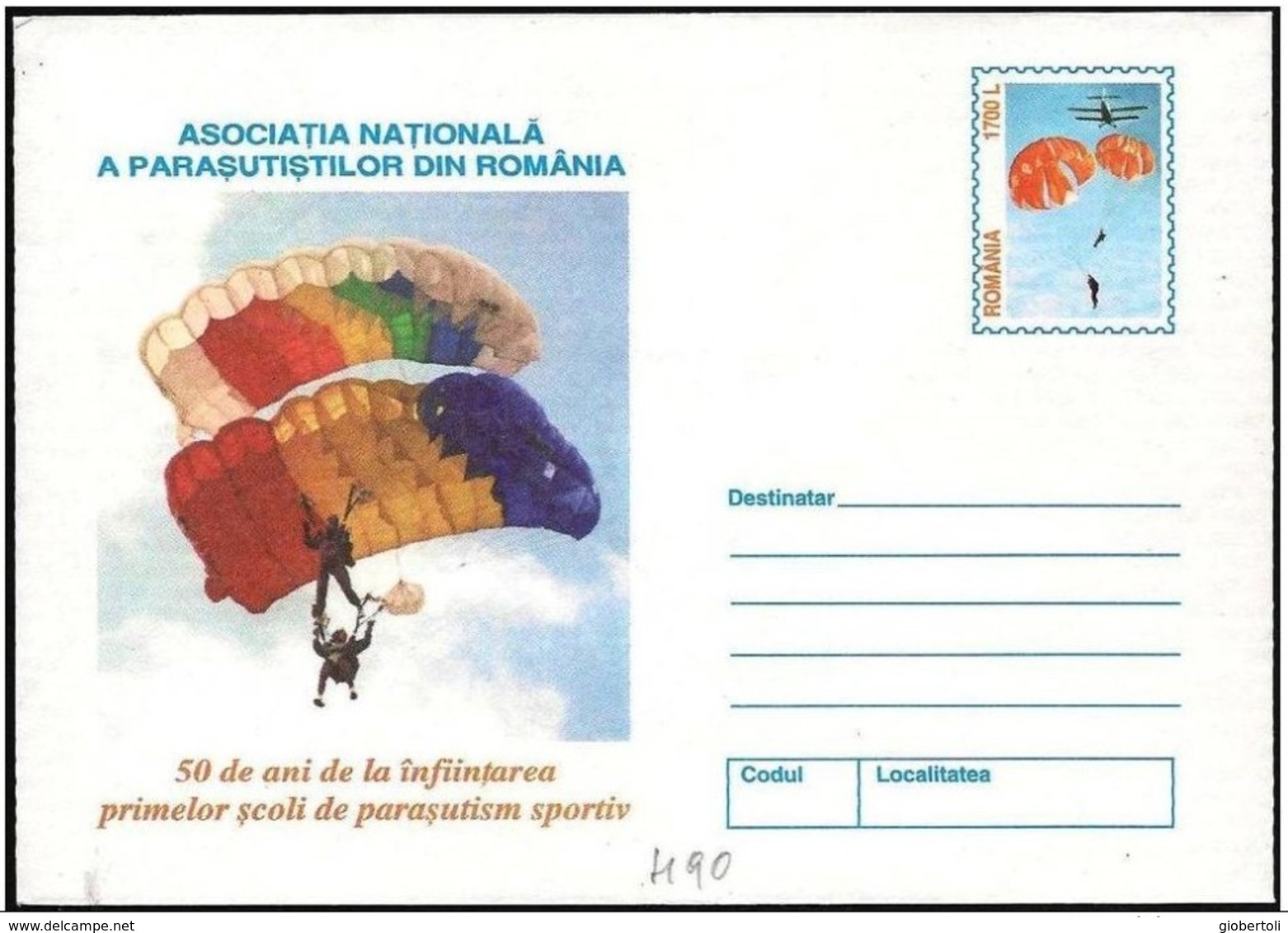 Romania/Roumanie: Intero, Stationery, Entier, Paracadute, Parachute, - Paracadutismo