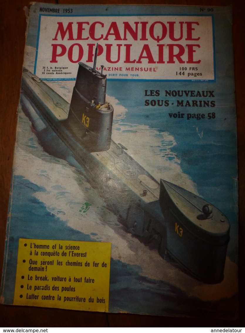 1953 MÉCANIQUE POPULAIRE:Arbre A Musique;Saumon Rouge;Faire Un Cheval à Bascule;Pas Faire Le Malin Avec Un Douanier;etc - Autres & Non Classés