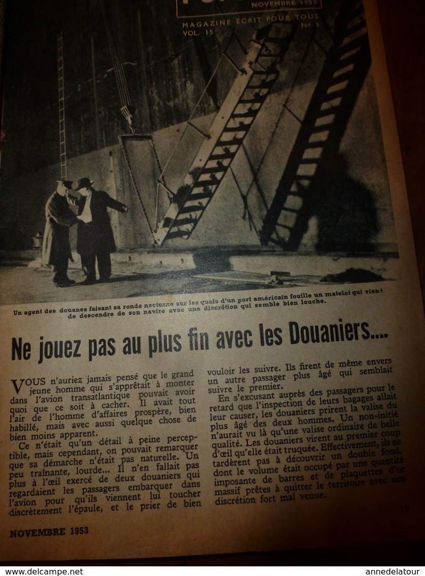 1953 MÉCANIQUE POPULAIRE:Arbre A Musique;Saumon Rouge;Faire Un Cheval à Bascule;Pas Faire Le Malin Avec Un Douanier;etc - Autres & Non Classés