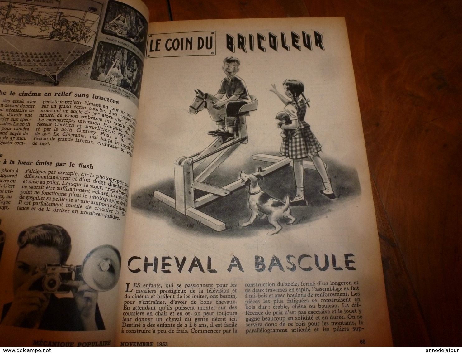 1953 MÉCANIQUE POPULAIRE:Arbre a musique;Saumon rouge;Faire un cheval à bascule;Pas faire le malin avec un douanier;etc