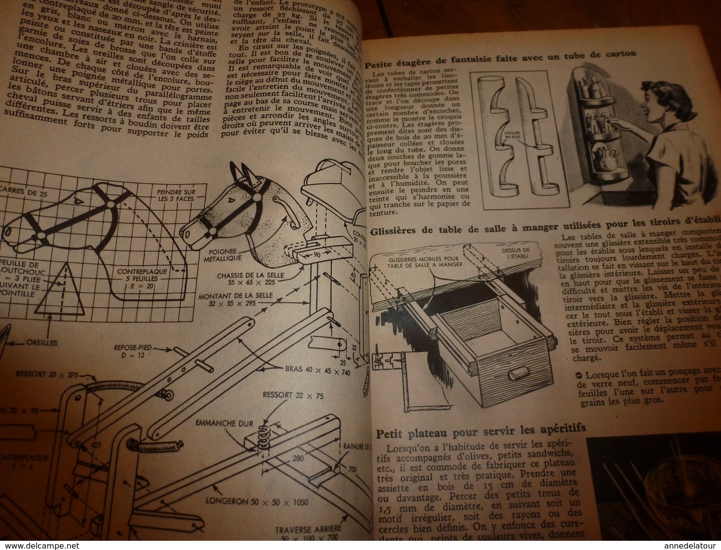 1953 MÉCANIQUE POPULAIRE:Arbre a musique;Saumon rouge;Faire un cheval à bascule;Pas faire le malin avec un douanier;etc