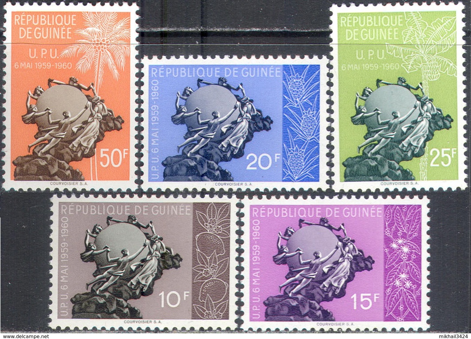 3099 ✅ Post Mail UPU Flora Fruits 1960 Guinea 5v Set MNH ** - Post