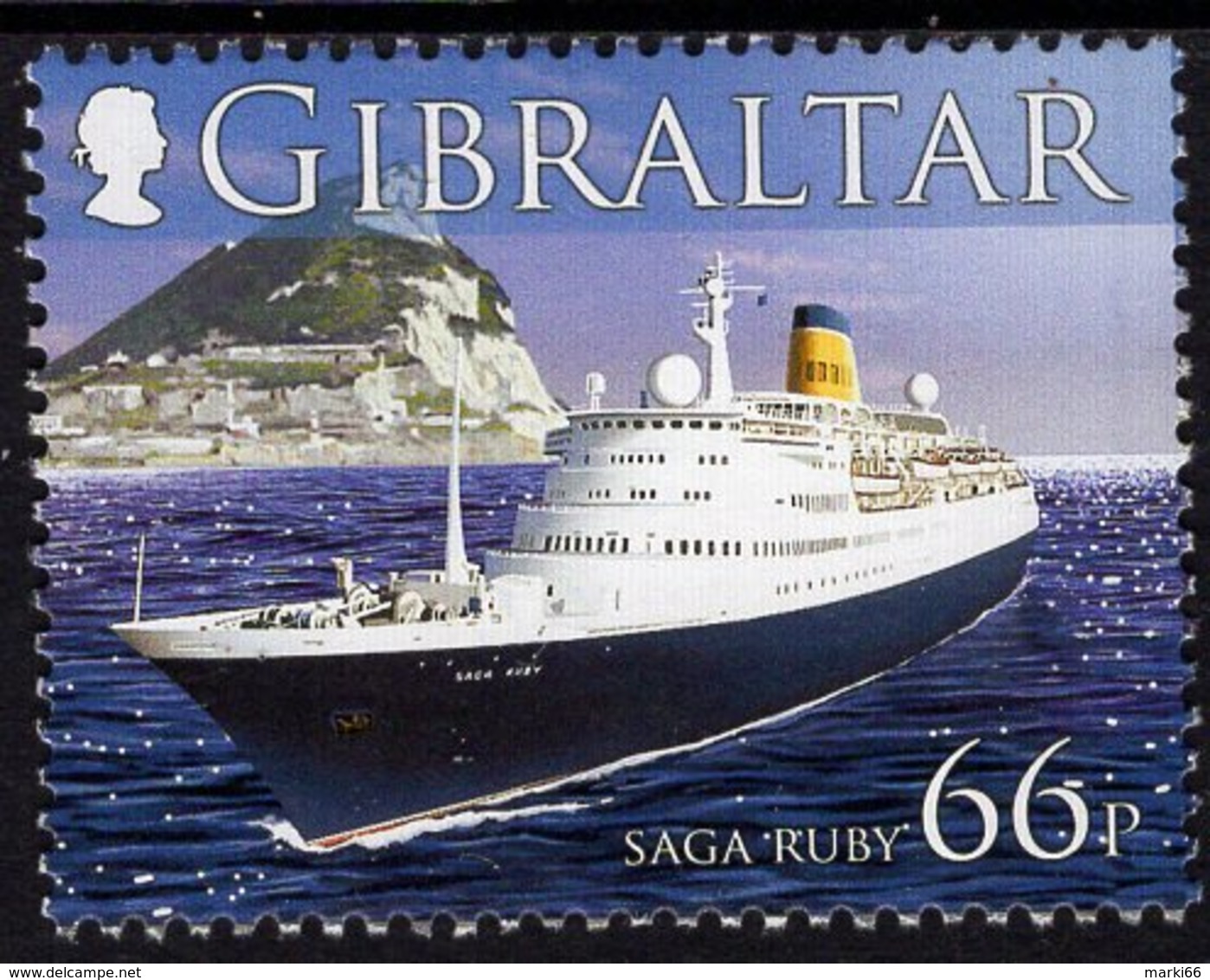 Gibraltar - 2006 - Cruise Ships - Saga Rubi - Lighthouse - Mint Stamp - Gibraltar