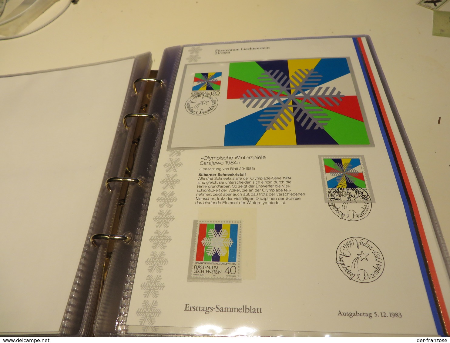 LIECHTENSTEIN  Posten  ERSTAGS - SAMMELBLÄTTER  in SCHUTZHÜLLEN  im BINDER  mit  SCHUBER