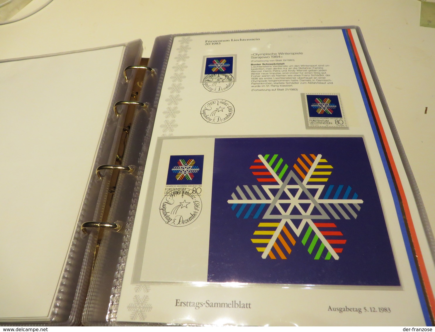 LIECHTENSTEIN  Posten  ERSTAGS - SAMMELBLÄTTER  in SCHUTZHÜLLEN  im BINDER  mit  SCHUBER