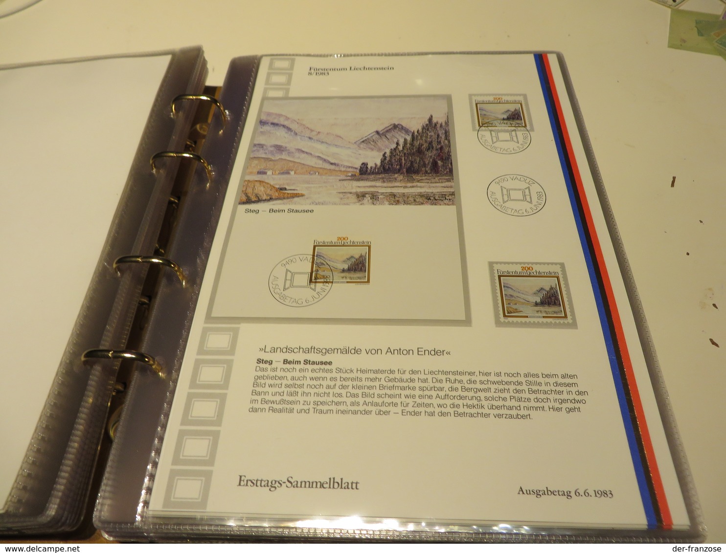 LIECHTENSTEIN  Posten  ERSTAGS - SAMMELBLÄTTER  in SCHUTZHÜLLEN  im BINDER  mit  SCHUBER