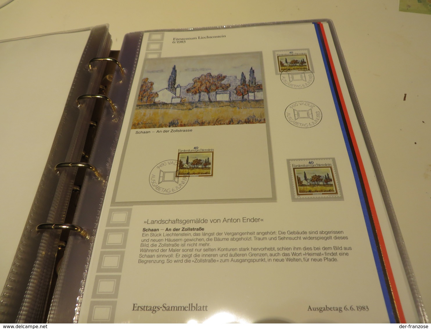 LIECHTENSTEIN  Posten  ERSTAGS - SAMMELBLÄTTER  in SCHUTZHÜLLEN  im BINDER  mit  SCHUBER