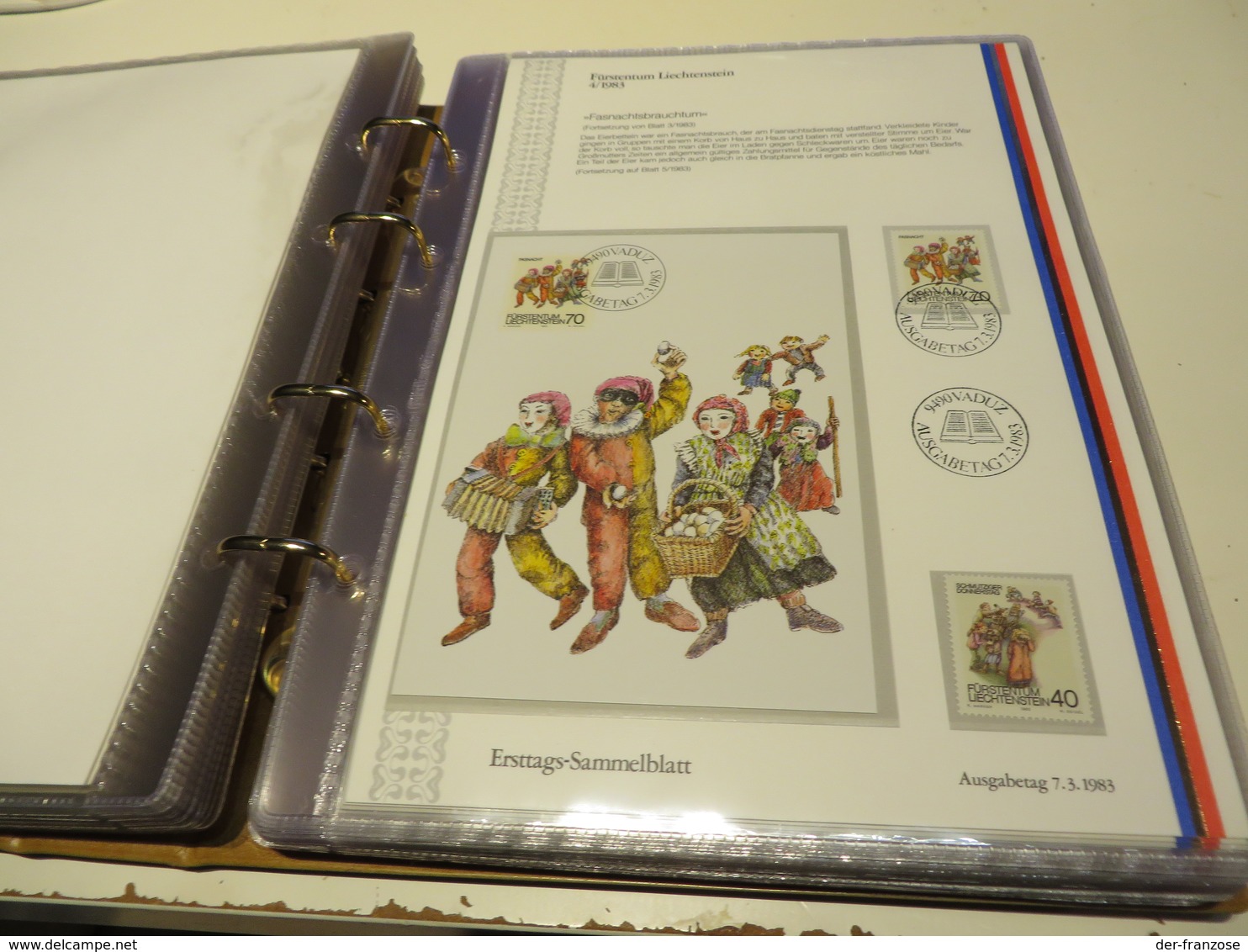 LIECHTENSTEIN  Posten  ERSTAGS - SAMMELBLÄTTER  in SCHUTZHÜLLEN  im BINDER  mit  SCHUBER