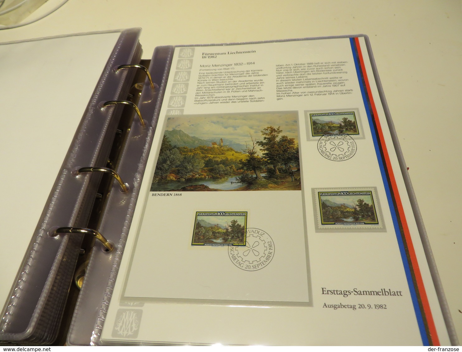 LIECHTENSTEIN  Posten  ERSTAGS - SAMMELBLÄTTER  in SCHUTZHÜLLEN  im BINDER  mit  SCHUBER