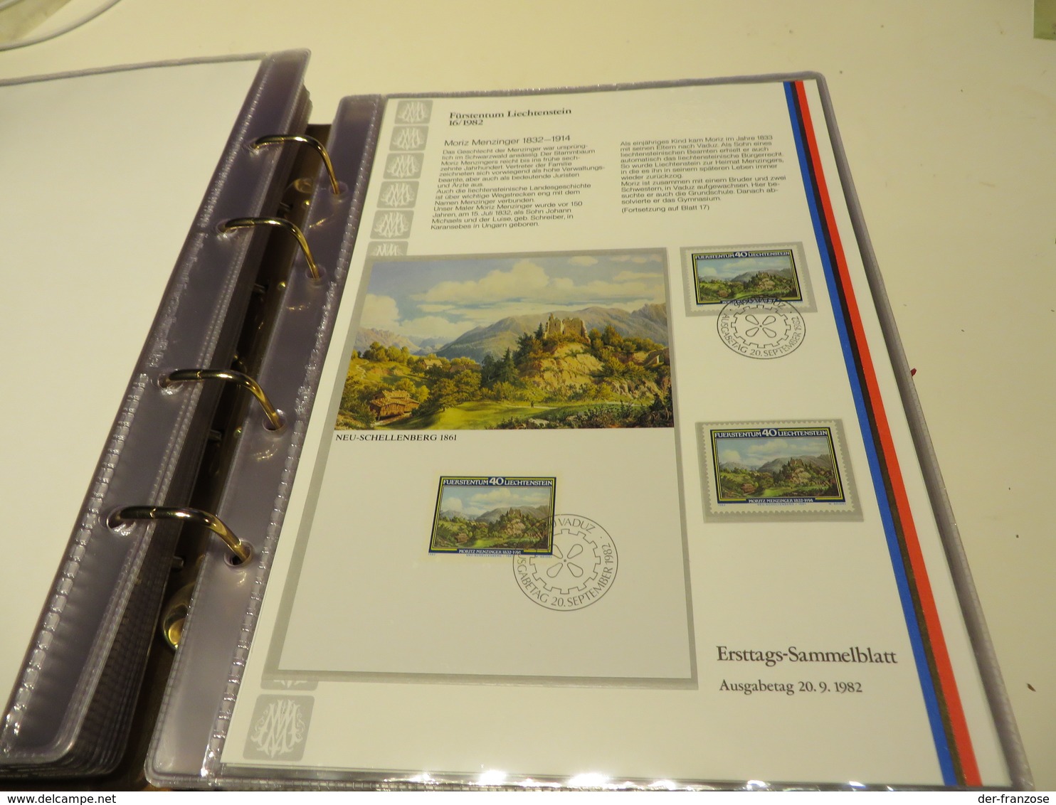 LIECHTENSTEIN  Posten  ERSTAGS - SAMMELBLÄTTER  in SCHUTZHÜLLEN  im BINDER  mit  SCHUBER