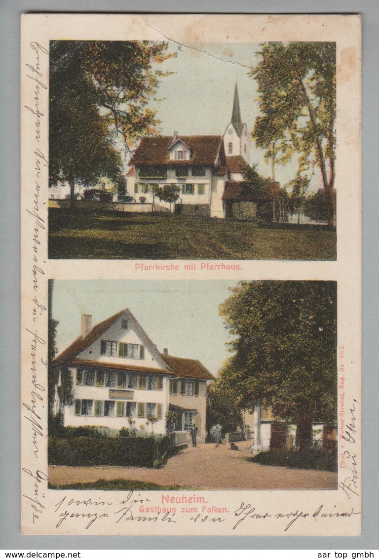 AK CH ZG Neuheim Foto Gasthaus Falken, Kirche 1911-09-02  Weber #382 "Bug" - Autres & Non Classés