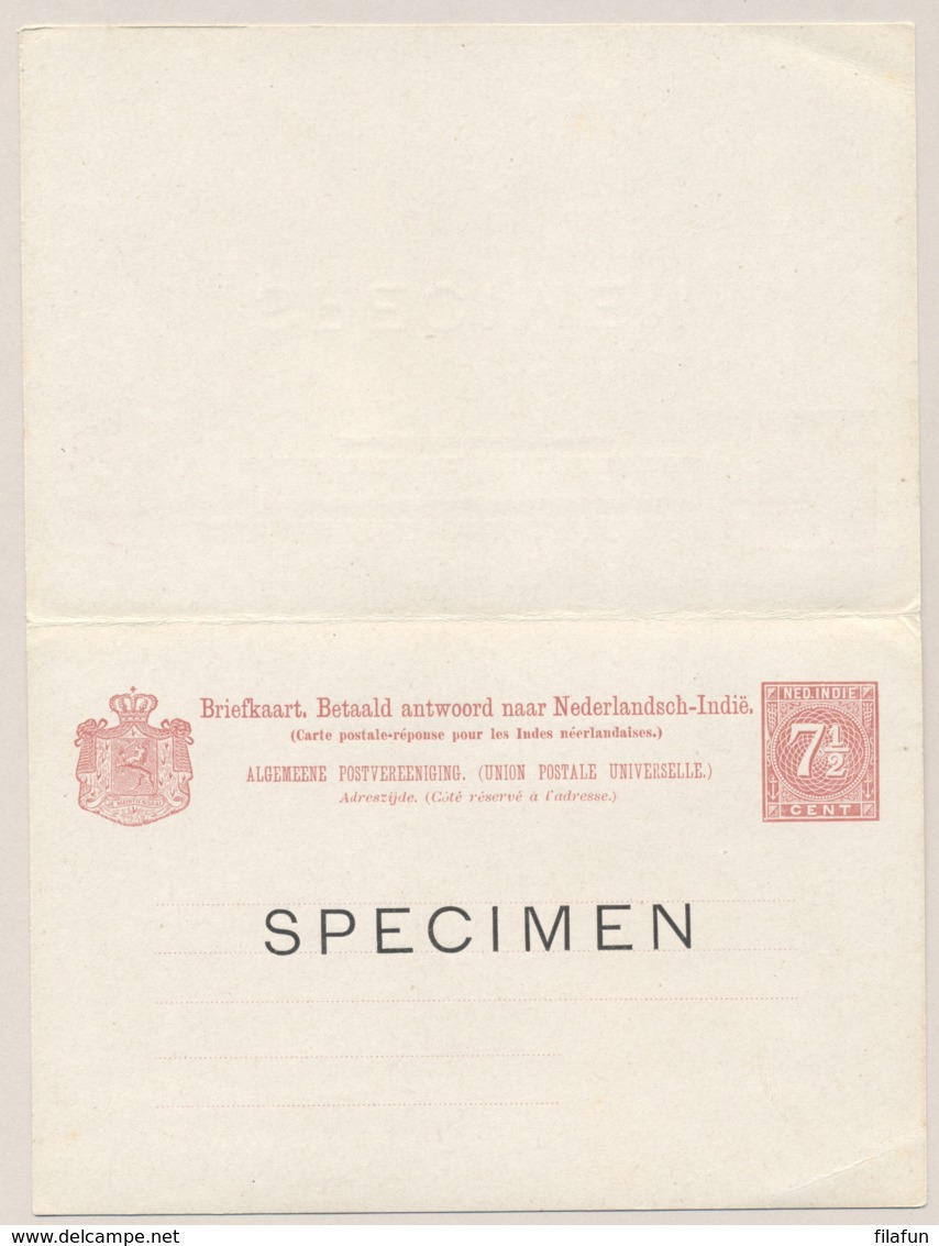 Nederlands Indië - 1892 - 7,5+7,5 Cent Cijfer, Briefkaart G13 Met SPECIMEN Opdruk - Ongebruikt - Niederländisch-Indien