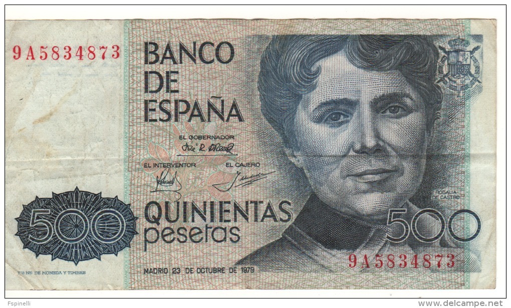 SPAIN  500 Pesetas  P157  23/10/1979 - [ 4] 1975-… : Juan Carlos I
