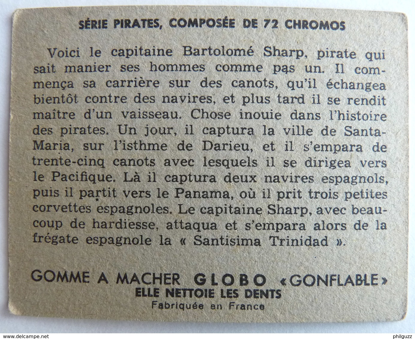 RARE CHROMO IMAGE GLOBO - SERIE PIRATES 43 UN BON CAPITAINE  Chewing Gum - Autres & Non Classés