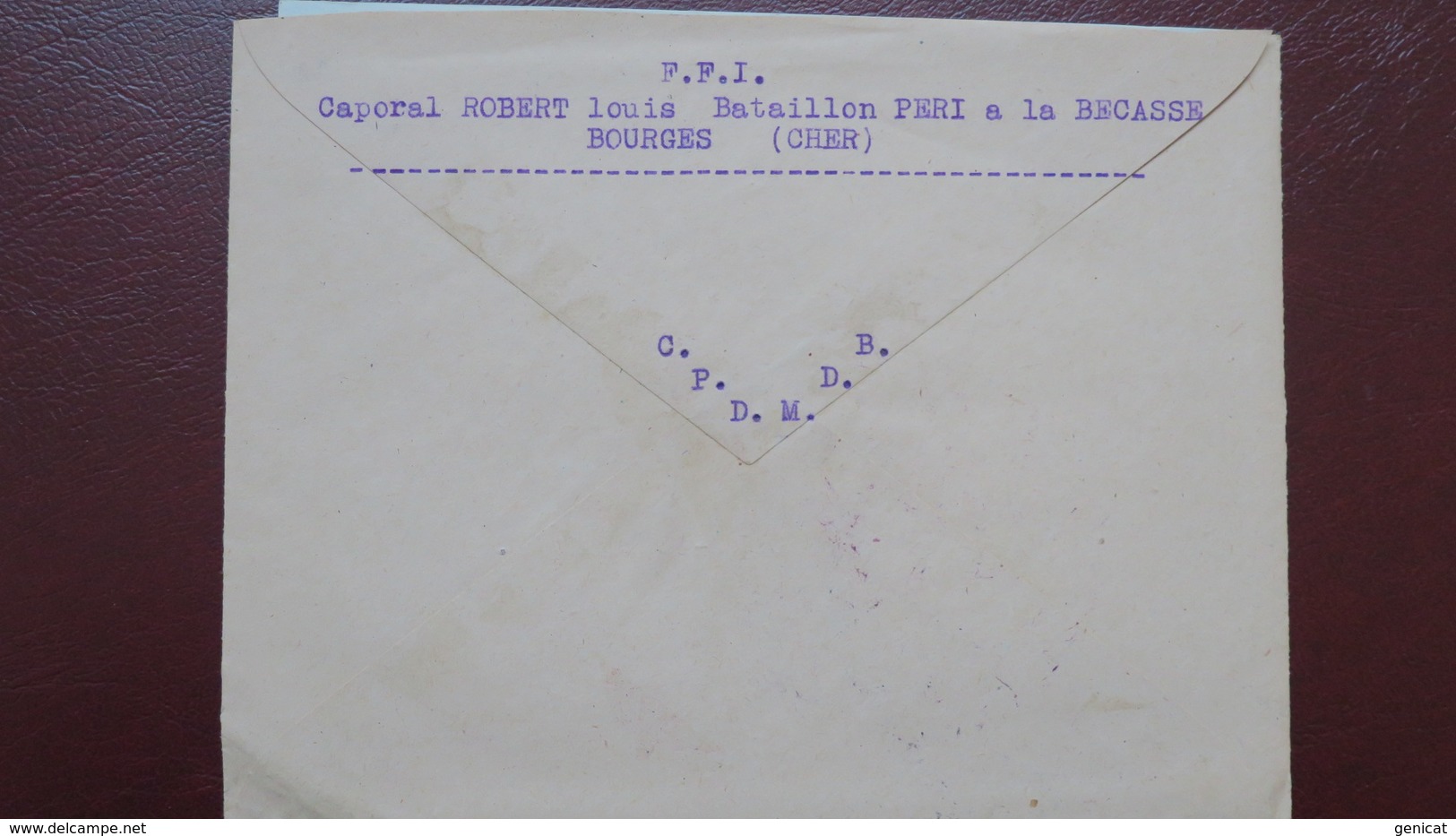 Lettre En Franchise Militaire FFI Bataillon Peri ( Communistes ) Bourges Octobre 1944 Pour Noirlac Cher - Guerre De 1939-45