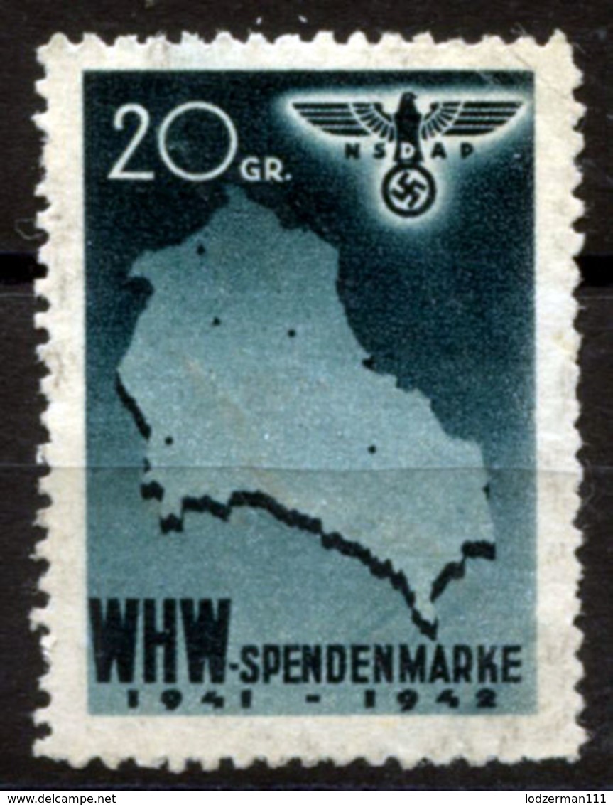 GG 1941 NSDAP WHW-donation Stamp MNG (no Gum) VF Rare - Fiscali