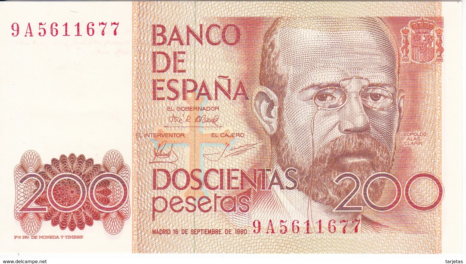 BILLETE DE ESPAÑA DE 200 PTAS DEL AÑO 1980 DE LA SERIE 9A SUSTITUCION EN EBC  (XF)  (BANKNOTE) - [ 4] 1975-… : Juan Carlos I