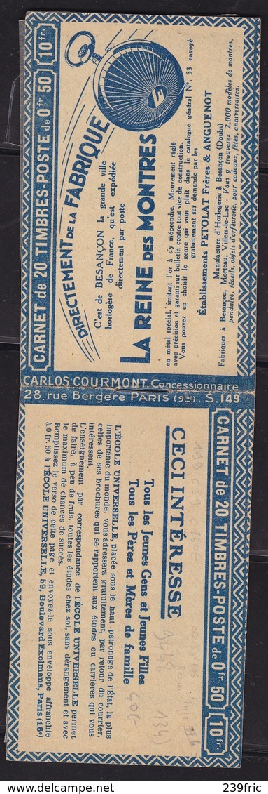 PUBLICITE CARNET SEMEUSE LIGNEE 50C ROUGE PLOMBIERES/SANGLIER/JAFFELIN COUVERTURE REINE DES MONTRES NEUF** - Other & Unclassified