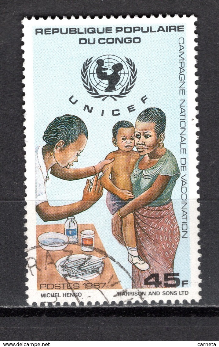 CONGO   N° 812  OBLITERE  COTE  0.50€  VACCINATION  UNICEF - Oblitérés