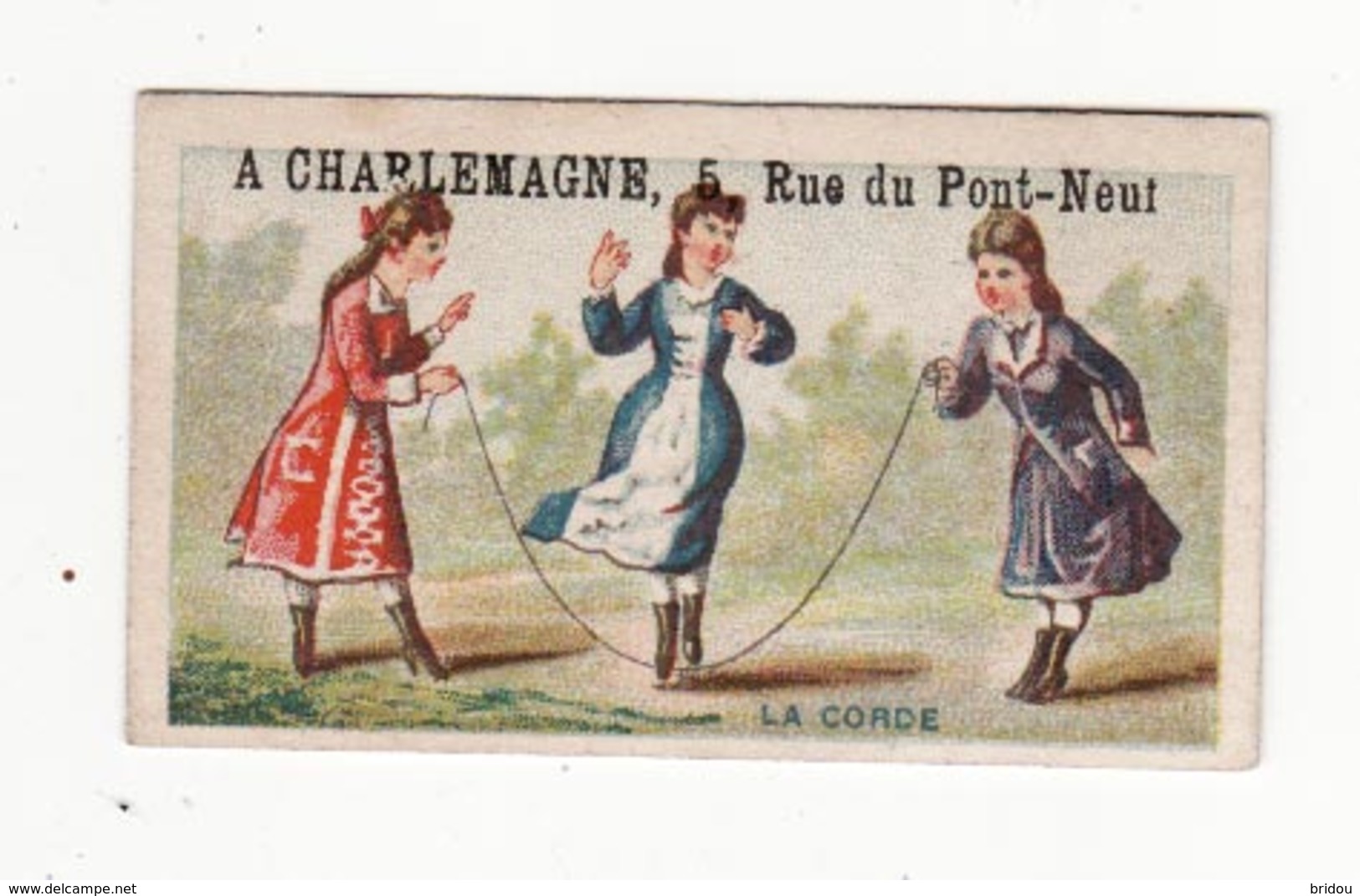 Chromo   A CHARLEMAGNE   Fille Et Corde à Sauter     Petit Format   6.7 X 4 Cm - Autres & Non Classés