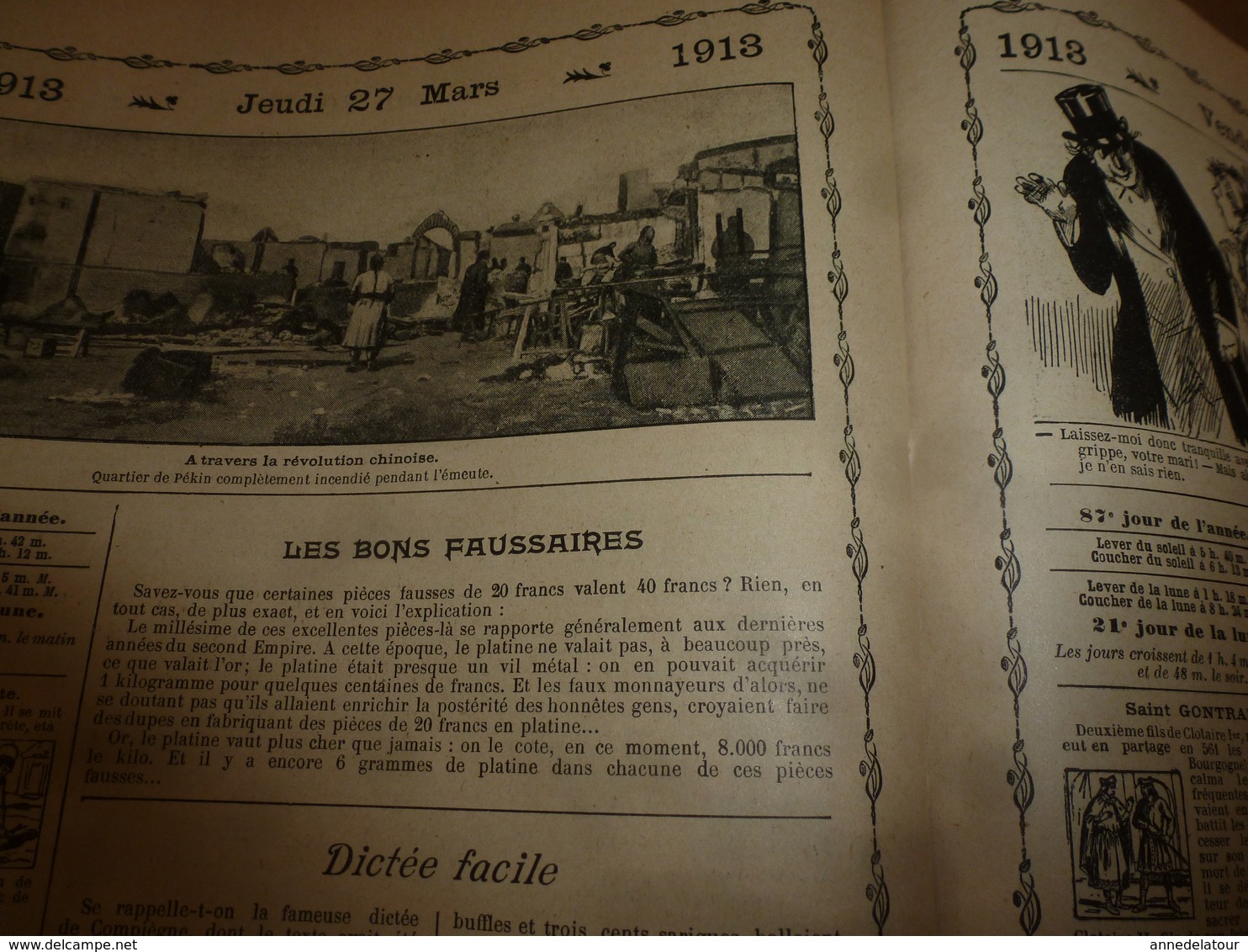 1913 Almanach Vermot :TITANIC ;Le tableau DIABOLIQUE ; ROI du SIAM à BANGKOK;Révolution de la CHINE;Avenir Arctique;etc