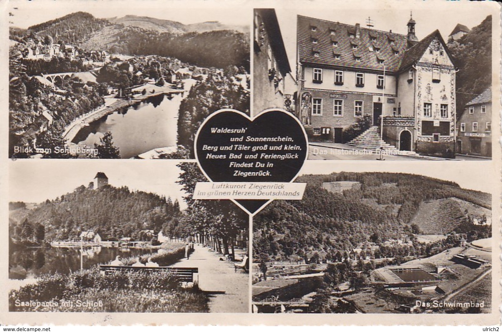 AK Ziegenrück - Mehrbildkarte - Rathaus Schwimmbad Schloß Schloßberg - 1940 (38267) - Ziegenrück