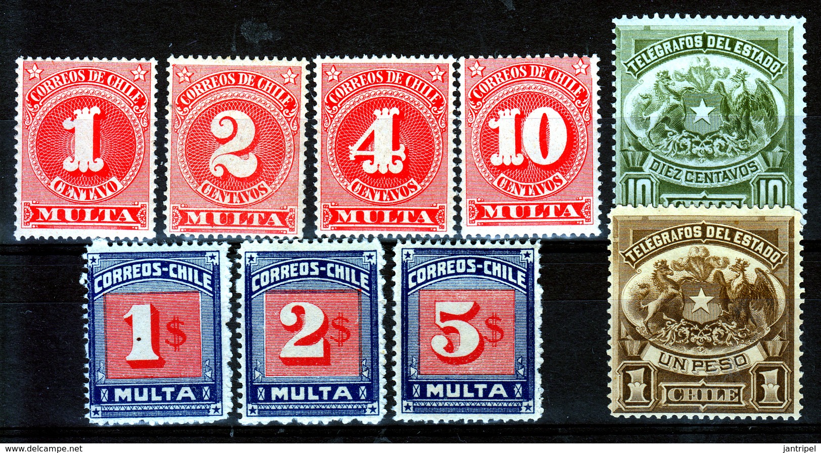 CHILI 1898  POSTAGE DUES & TELEGRAPH  STAMPS  MH - Chile