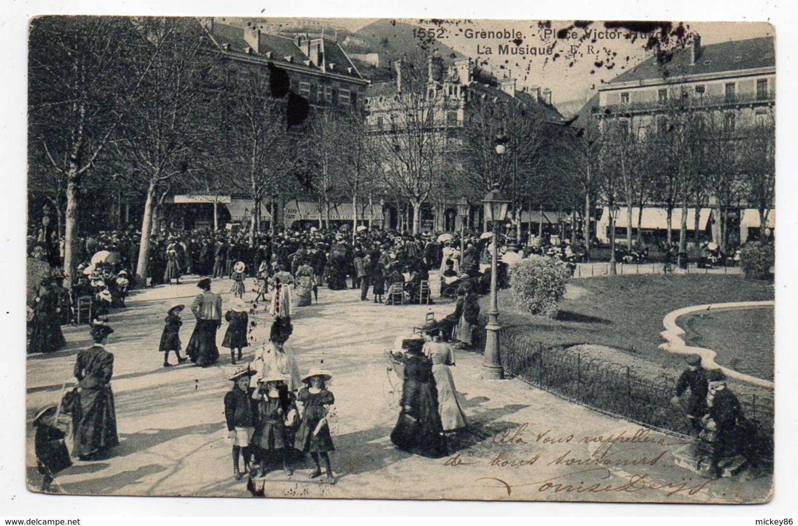GRENOBLE--1909--Place Victor Hugo--La Musique (très Animée)...........à  Saisir - Grenoble