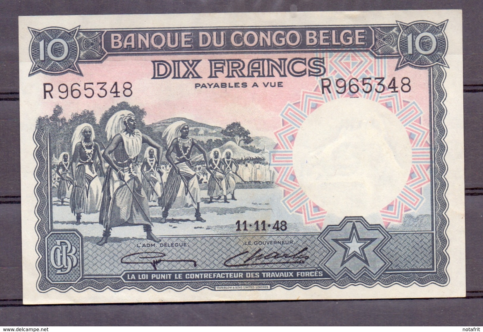 Belgian Congo  Kongo  10 Fr 1948  SUP  AU - Sammlungen