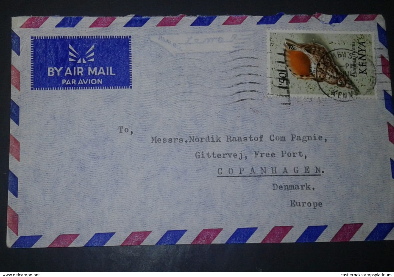 L) 1971 KENYA, SEA SHELLS, MARINE LIFE, CHARONIA TRITONIS, CONCH, AIRMAIL, CIRCULATED COVER FROM KENYA TO DENMARK - Kenya (1963-...)