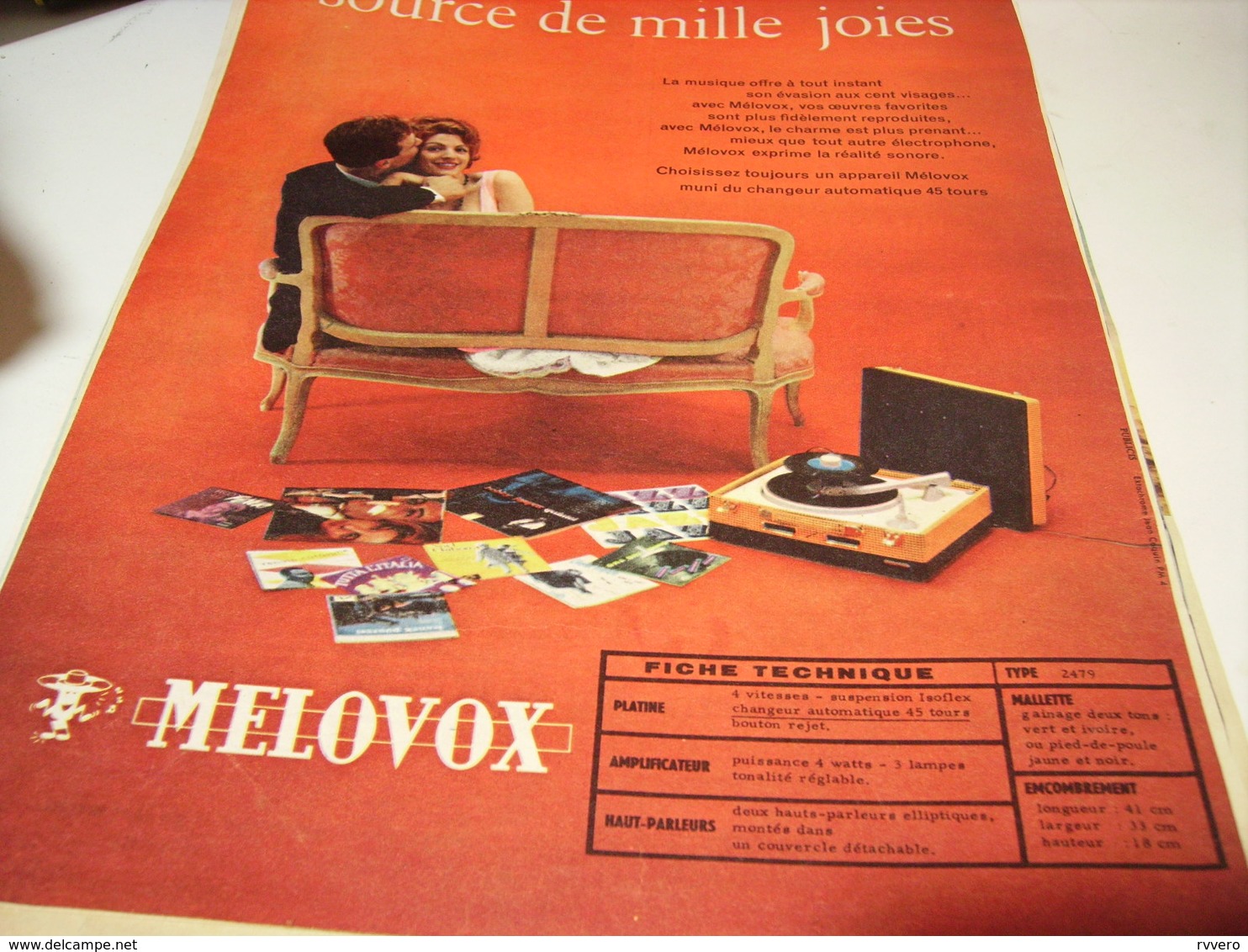 ANCIENNE PUBLICITE ELECTROPHONE  DE MELOVOX - Autres & Non Classés