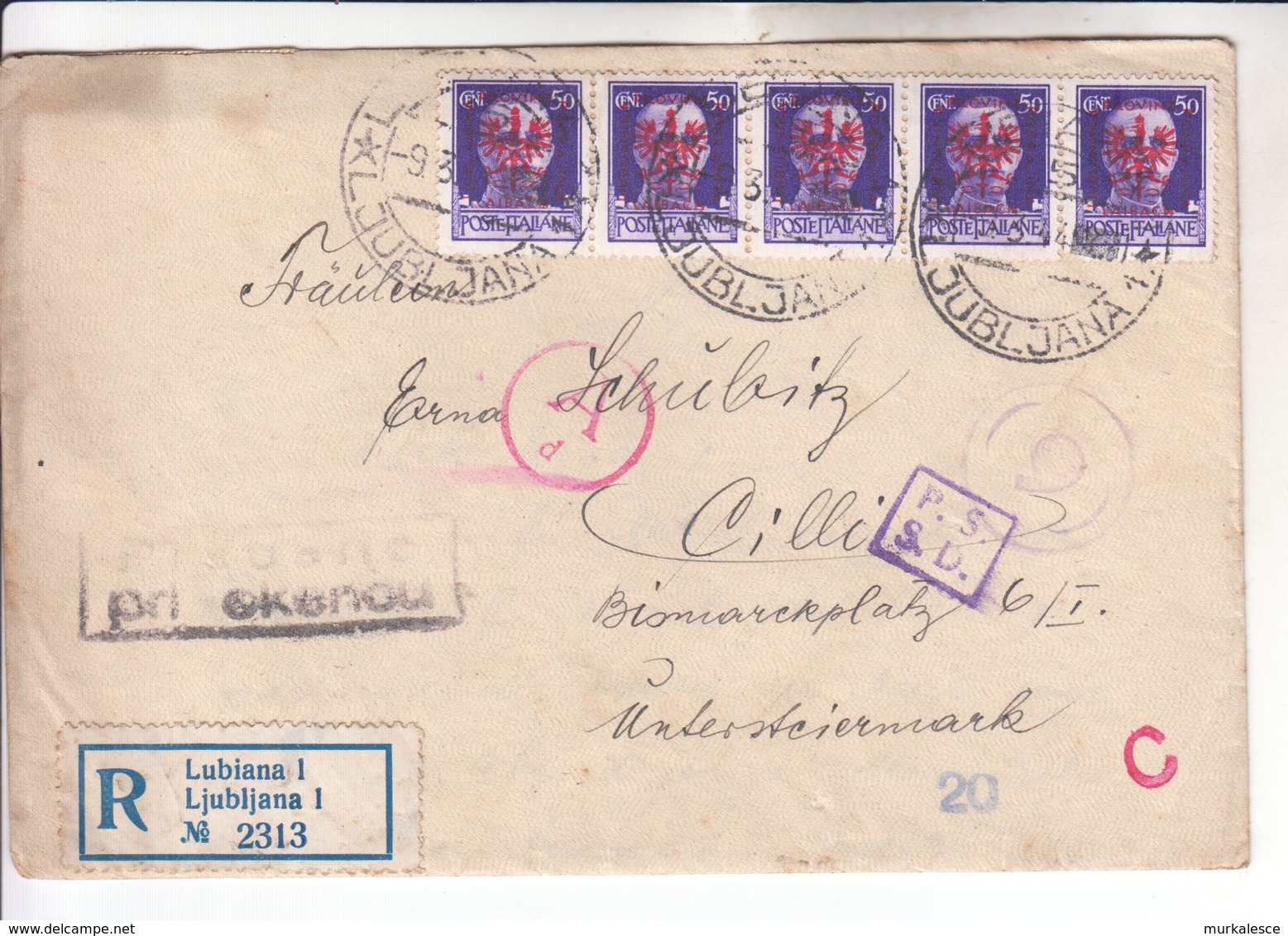 3412 R  BRIEF --ITALIEN- DEUTSCHE   BESETZUNG  LUBIANA --LAIBACH-CILLI - Occ. Allemande: Lubiana