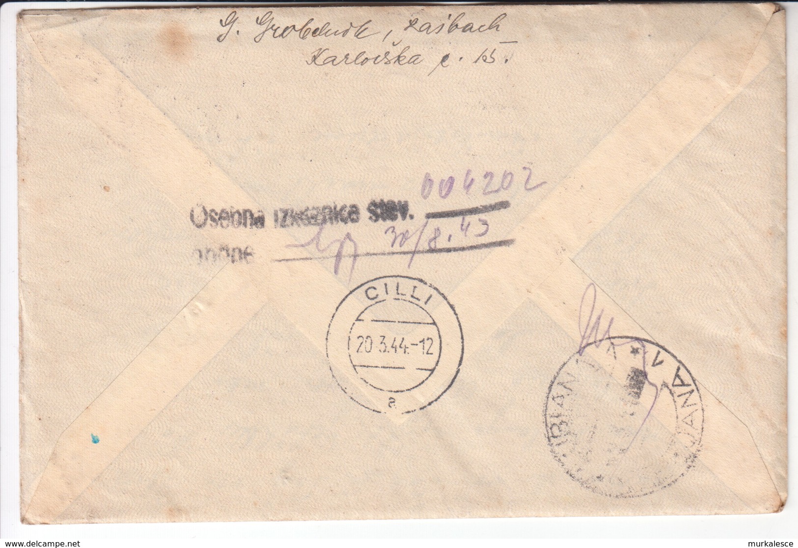 3412 R  BRIEF --ITALIEN- DEUTSCHE   BESETZUNG  LUBIANA --LAIBACH-CILLI - German Occ.: Lubiana