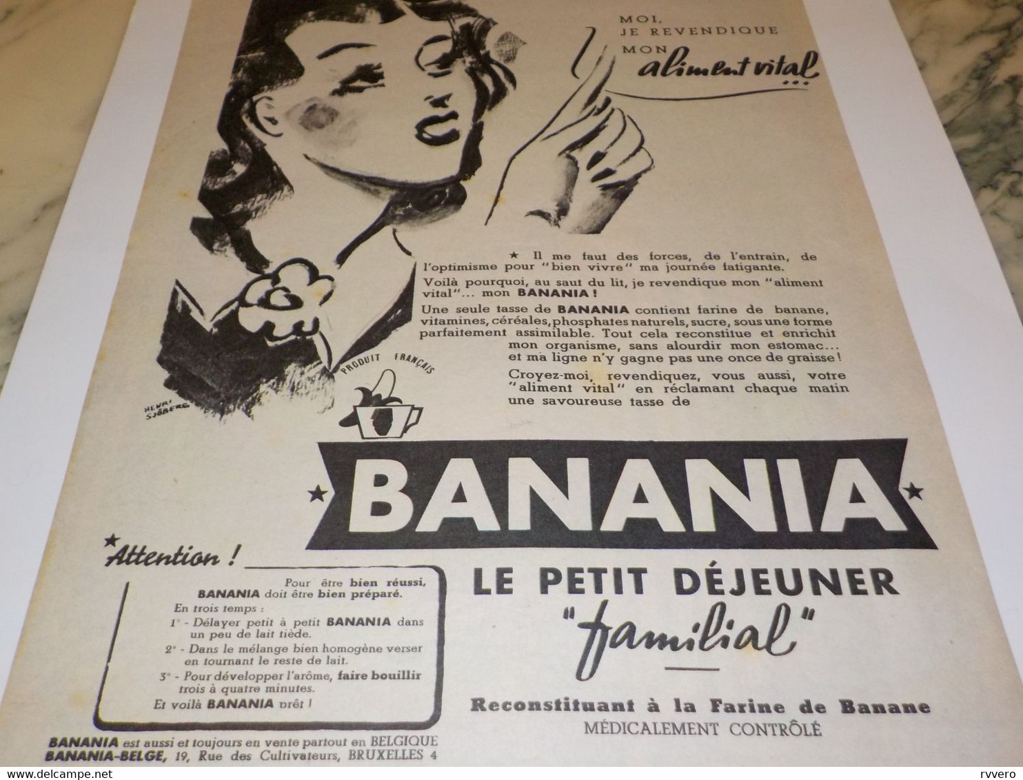 ANCIENNE PUBLICITE ALIMENT VITAL  BANANIA   1940 - Affiches