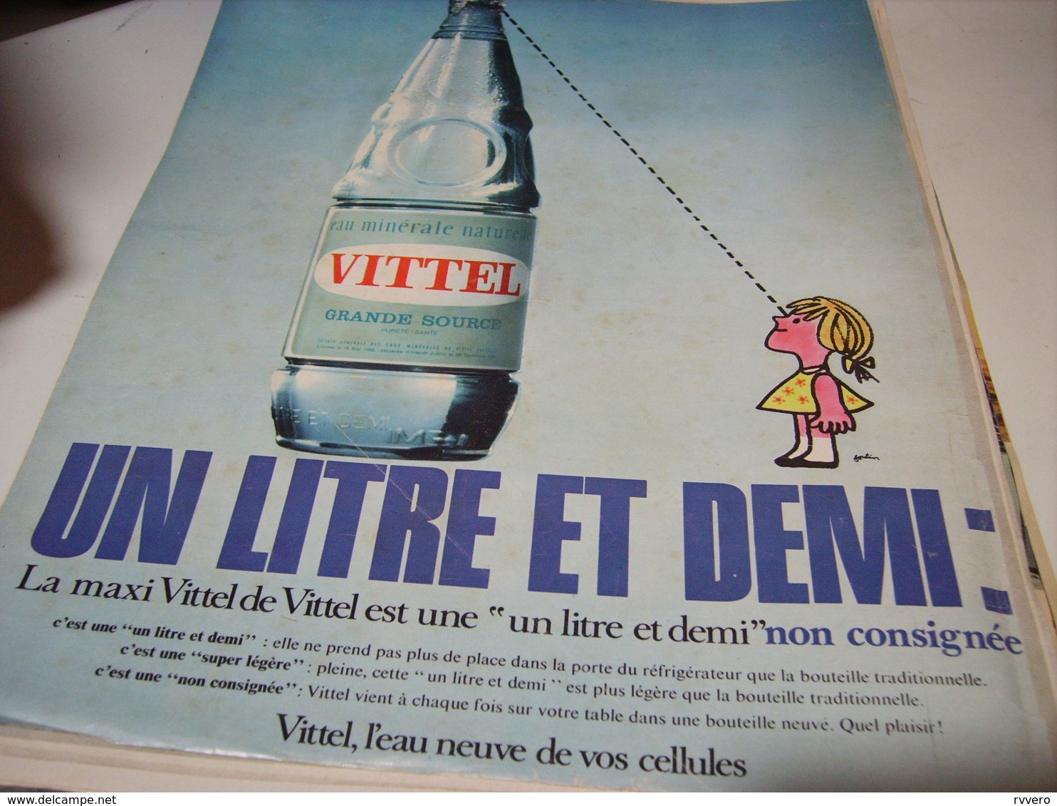 ANCIENNE PUBLICITE 1 LITRE ET DEMI EAU VITTEL  1959 - Posters