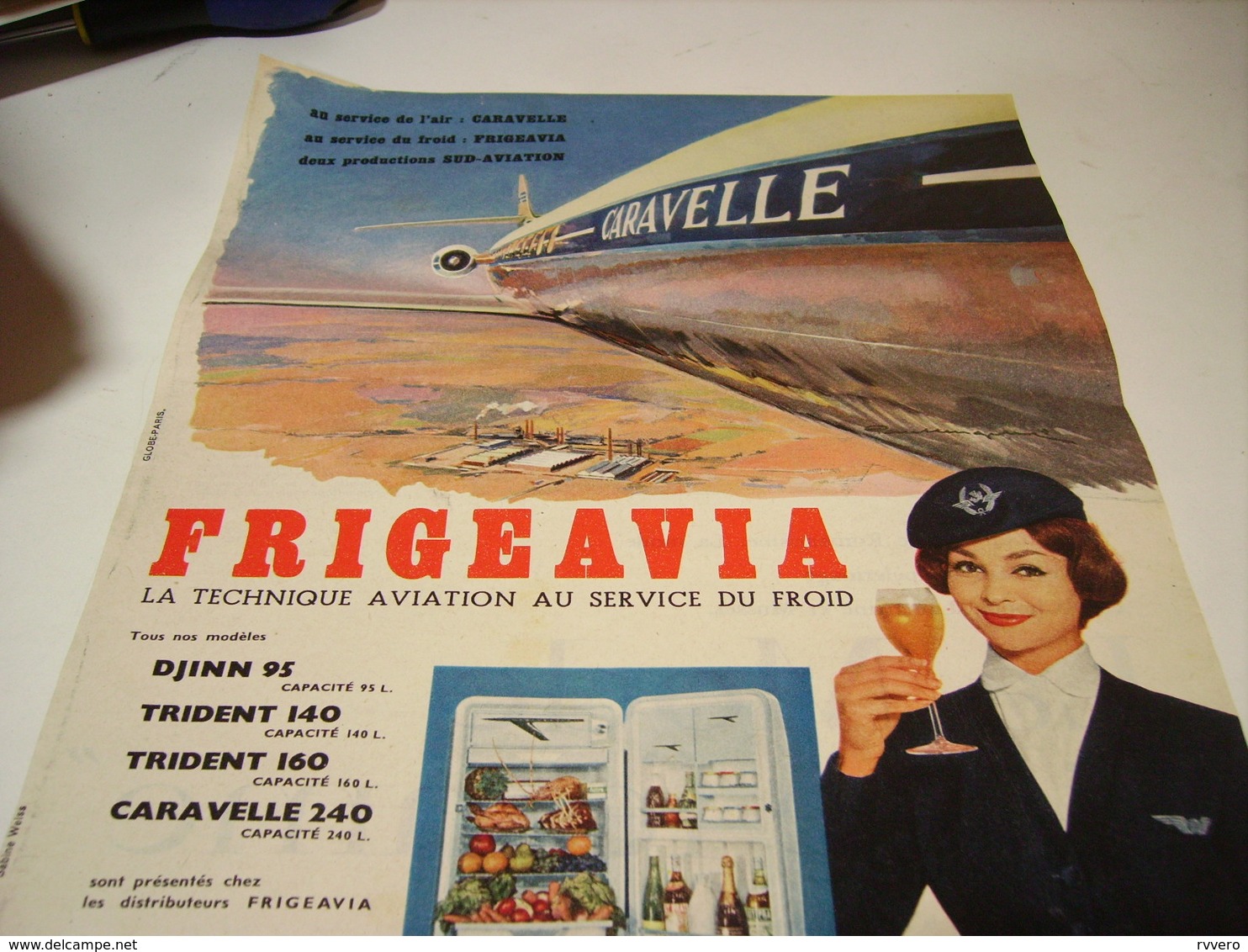 ANCIENNE PUBLICITE FRIGEAVIA ET  CARAVELLE 1967 - Publicités