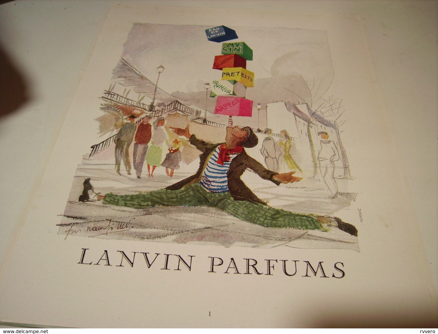 ANCIENNE PUBLICITE PARFUM LANVIN 1954 - Autres & Non Classés